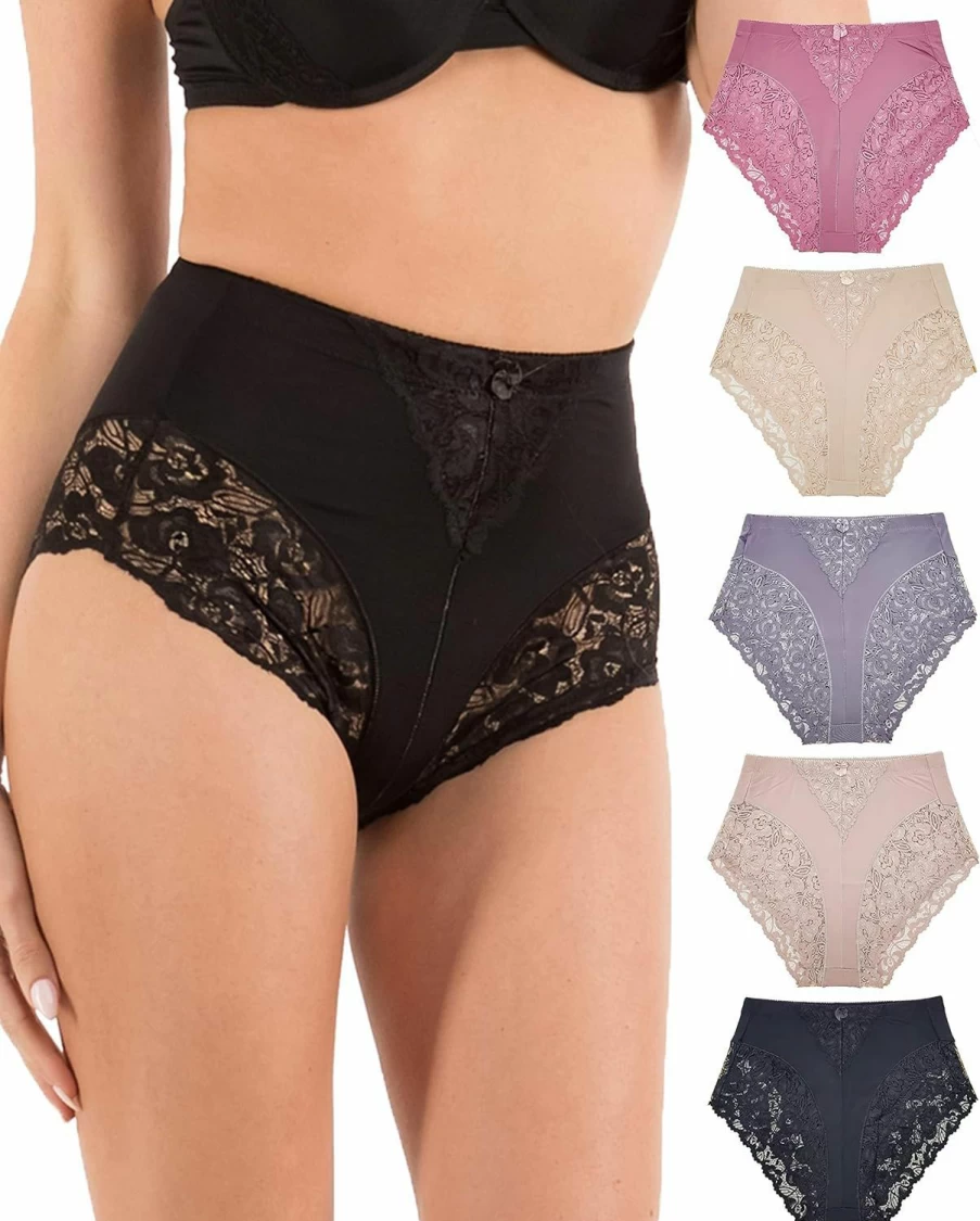 Barbra Lingerie Plus Size Women's Light Control Briefs Panties 5-Pack Comfortable Underwear Set