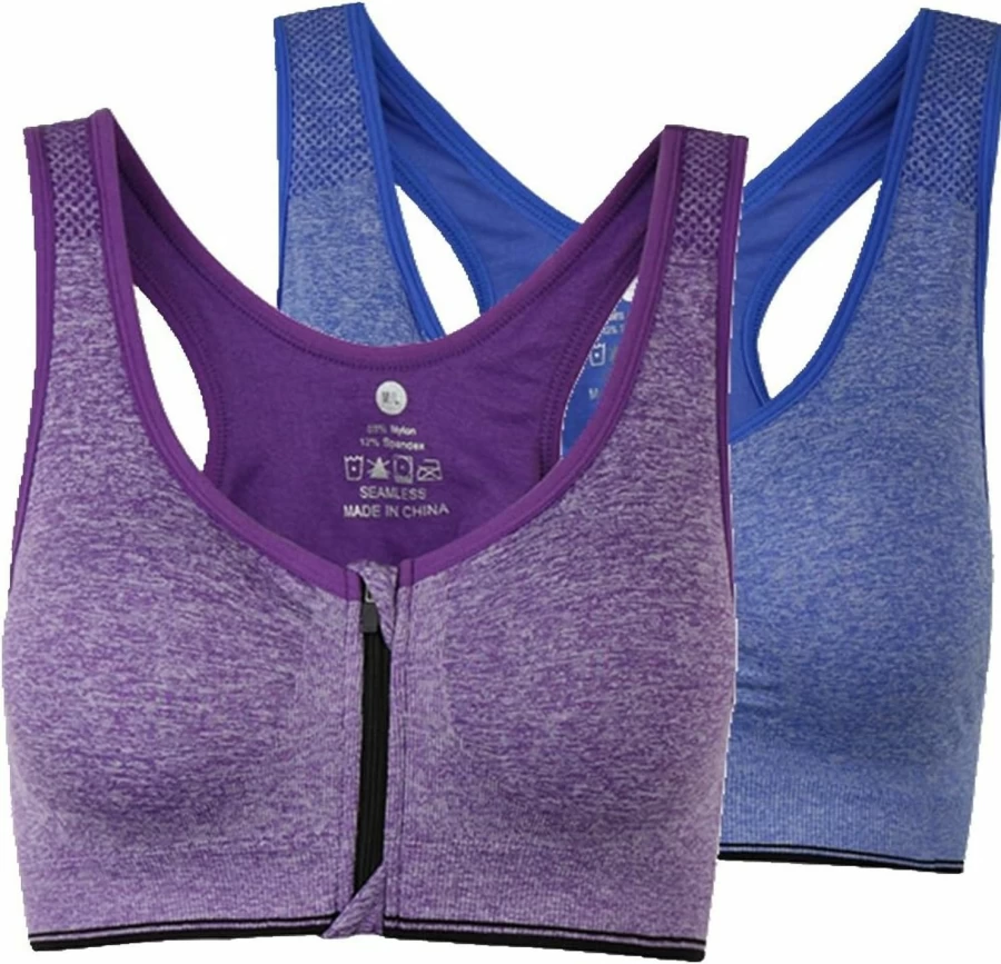 Ohlyah Women's Racerback Sports Bra with Front Zipper for Yoga & Workouts