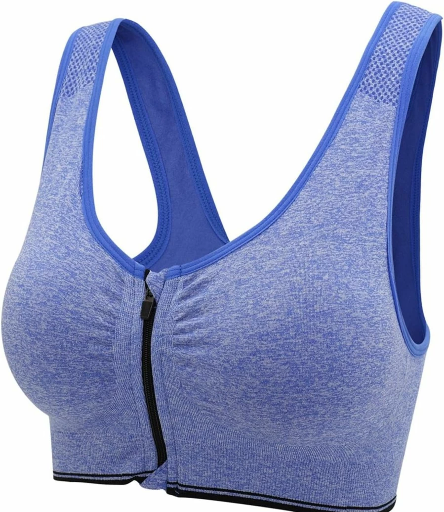 Ohlyah Women's Racerback Sports Bra with Front Zipper for Yoga & Workouts