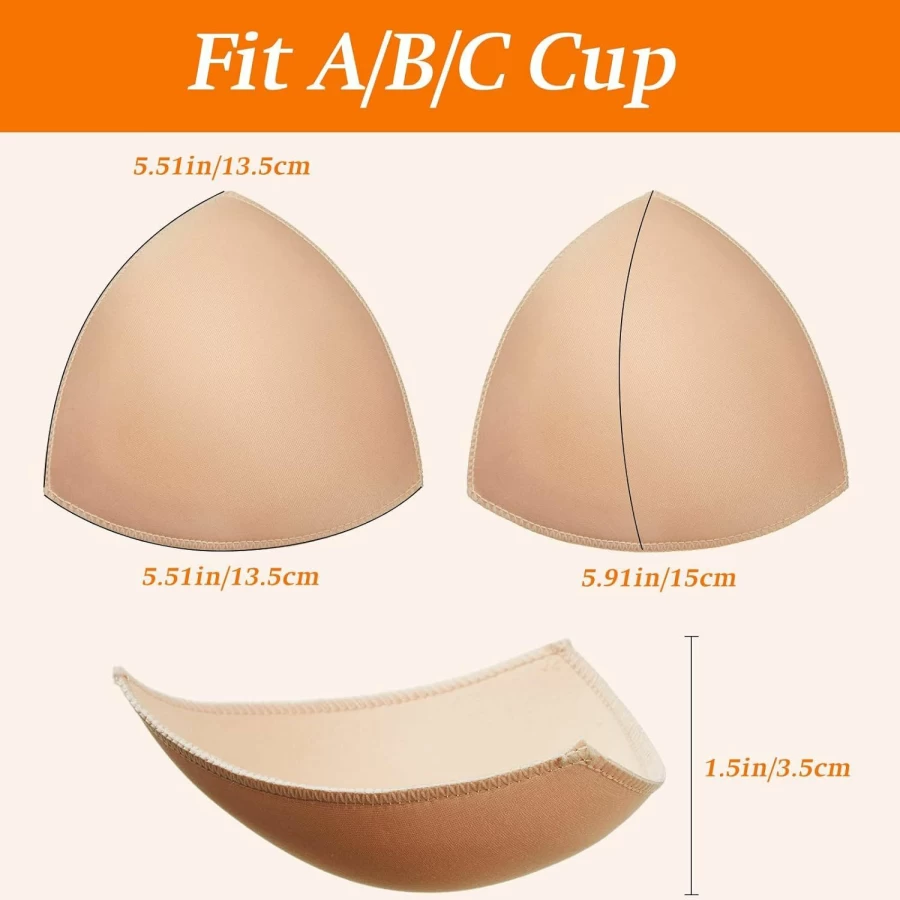 Syhood 18 Pairs Removable Triangle Bra Inserts - Push Up Sports Bra Pads for Women, Breathable Sponge Cup Inserts for Enhanced Comfort and Shape