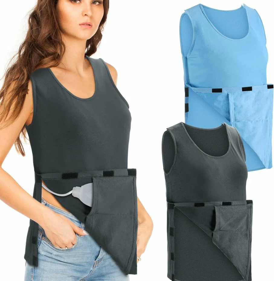 Jeyiour 2 Pack Post-Surgical Mastectomy Camisole with Drain Pockets - Breast Cancer Recovery Tank Top for Drainage Tubes