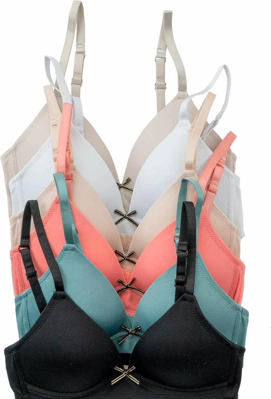 Alyce Ives Intimates Girls Teens & Petite Women Lightly Padded Underwire T-Shirt Bra 6-Pack Everyday Comfort Soft Bras
