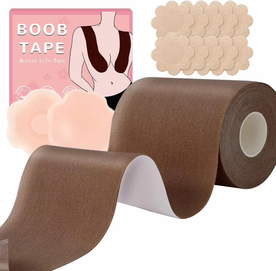 BEWTEIM 3 Inch Breast Lift Tape for Plus Size Women – Strong Hold Boob Tape for Large Breasts – Reusable & Comfortable Body Tape