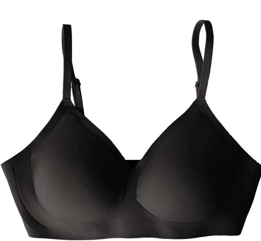 EBY Seamless Comfort Bra for Women - Adjustable Straps, Wireless Support, Black, Size XL