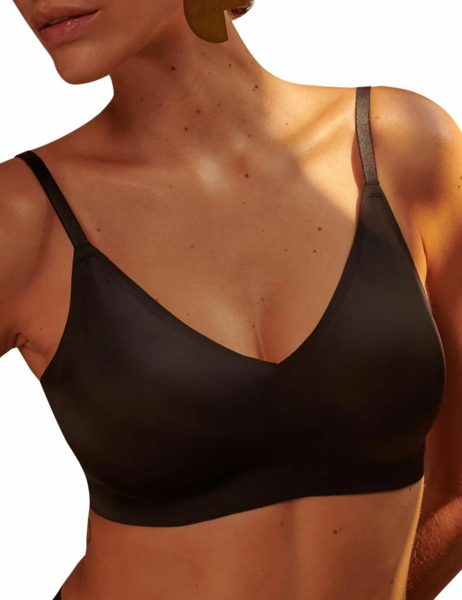 EBY Seamless Comfort Bra for Women - Adjustable Straps, Wireless Support, Black, Size XL