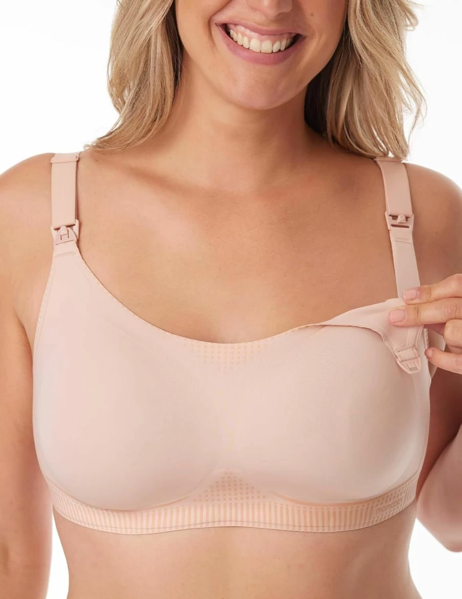 Momcozy Nursing Bra - Seamless Maternity Bra for Breastfeeding, Ultra Comfort U Neck Pregnancy Bra with Performax Technology