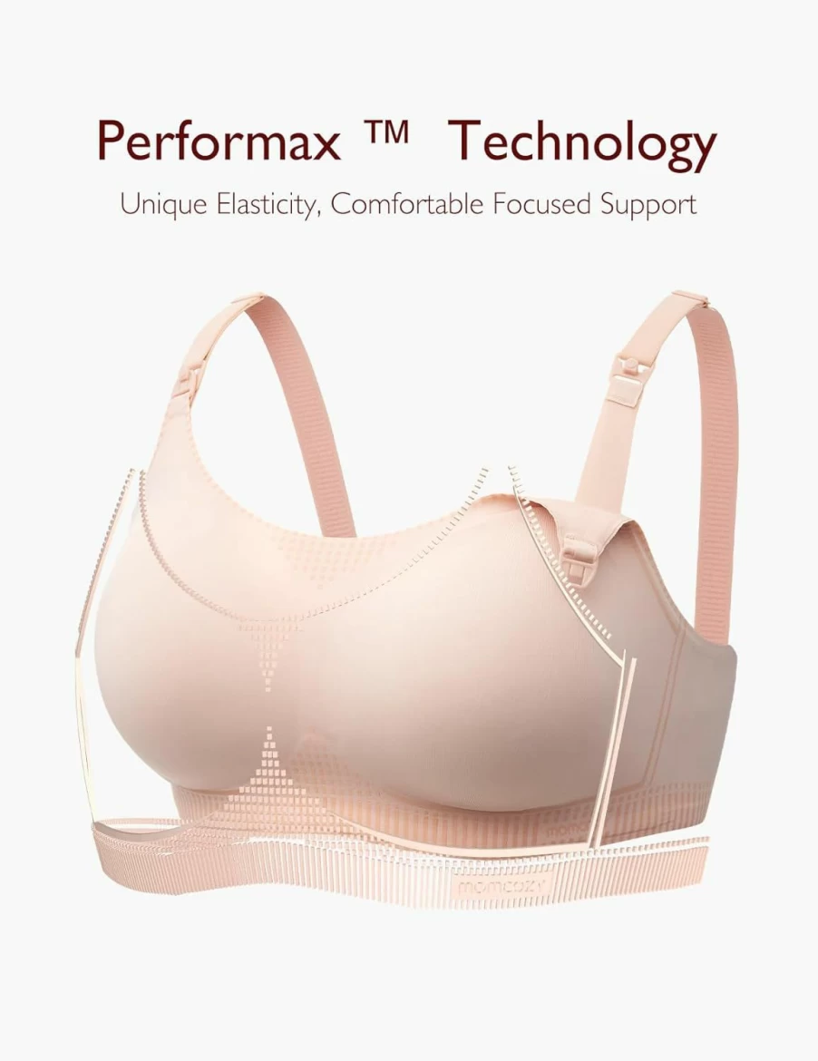 Momcozy Nursing Bra - Seamless Maternity Bra for Breastfeeding, Ultra Comfort U Neck Pregnancy Bra with Performax Technology