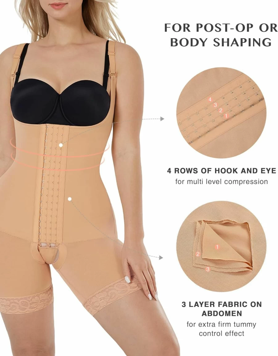 FeelinGirl Post Surgery Fajas Colombianas BBL Stage 2 Compression Garment for Women - Full Body Shaper with Tummy Control
