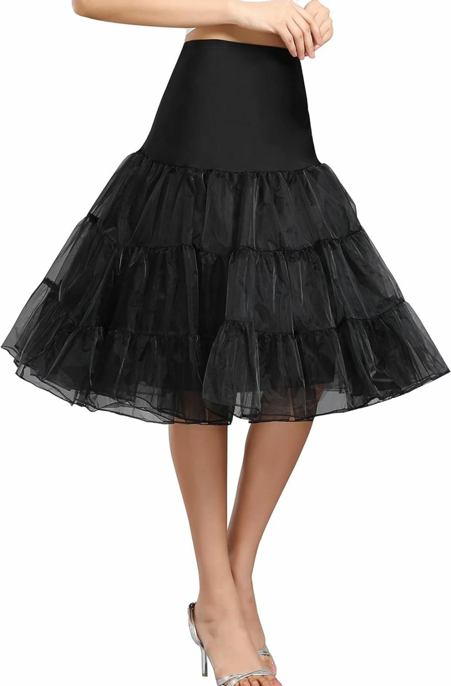 Kumeng Women's 1950s Vintage Tulle Petticoat Underskirt - 26 Inch Flared Half Slip for Retro Style