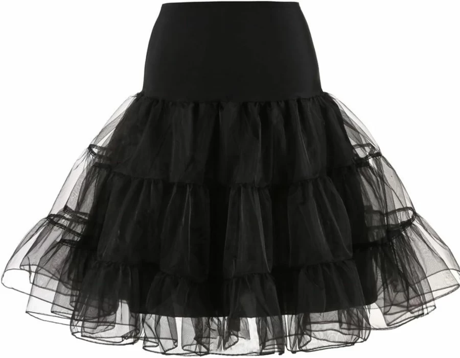 Kumeng Women's 1950s Vintage Tulle Petticoat Underskirt - 26 Inch Flared Half Slip for Retro Style