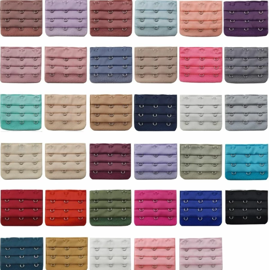 RONYOUNG 35-Piece Bra Extender Set - 3 Rows & 3 Hooks, Stretchy Elastic Extension Straps for Plus Size Bras, Assorted Colors (35 Options)