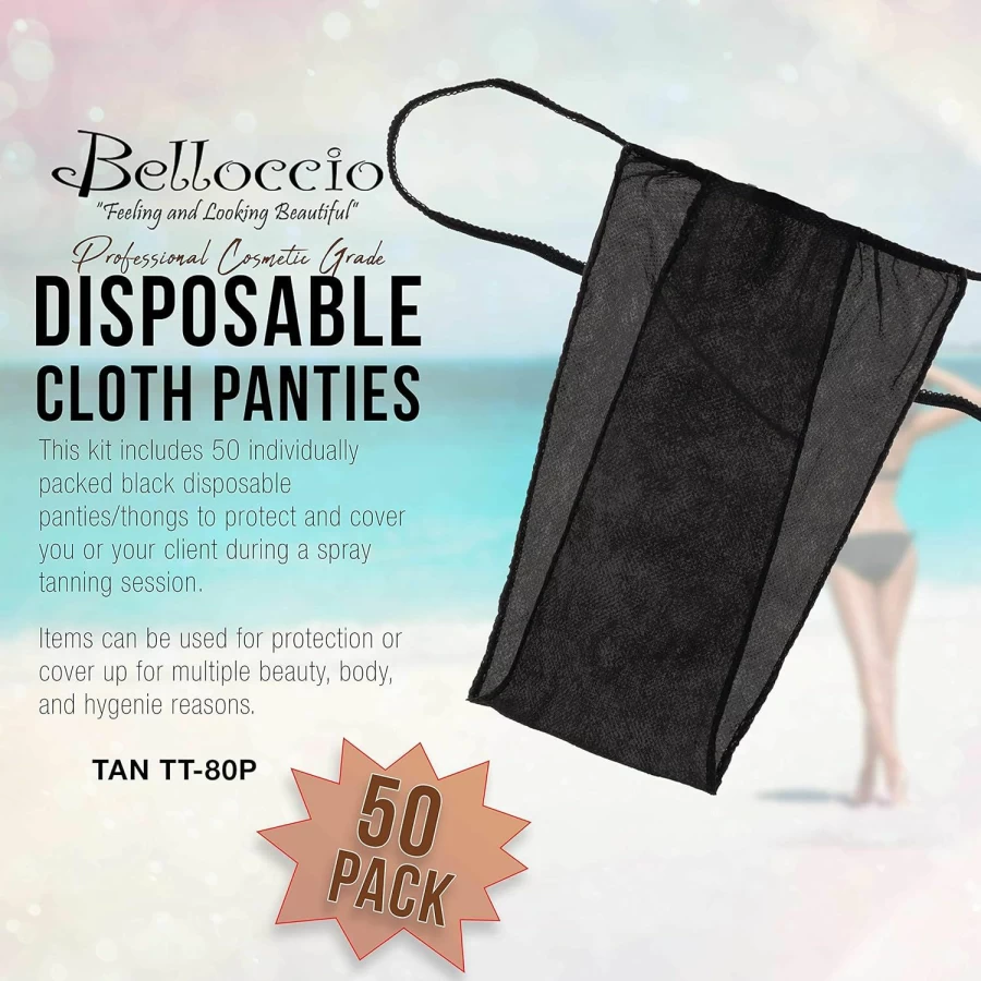Belloccio 50-Pack Disposable Thong Underwear for Spray Tanning & Body Wraps - Breathable & Comfortable