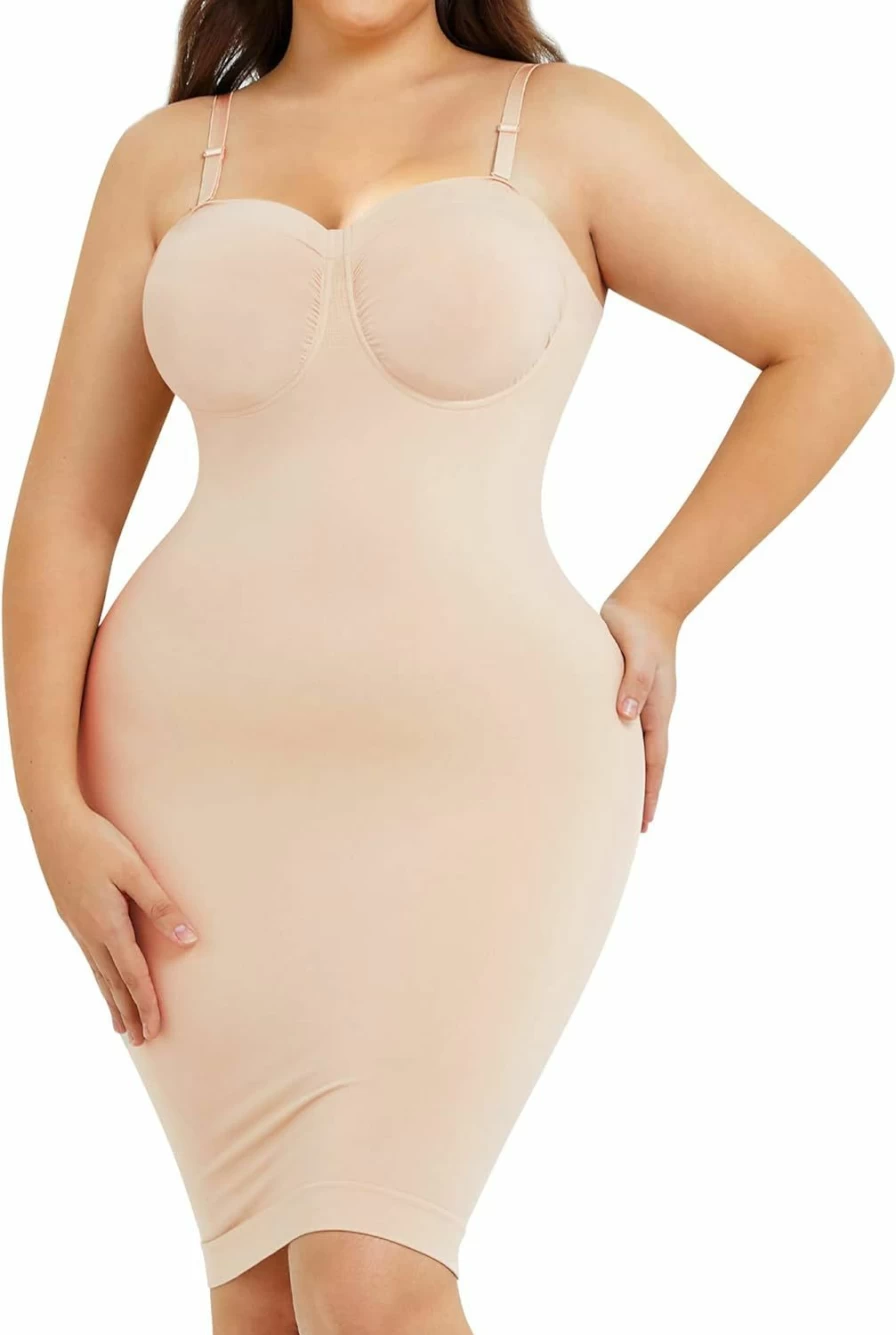 Nebility Women's Strapless Tummy Control Shapewear - Seamless Body Shaper for Dresses & Formal Wear