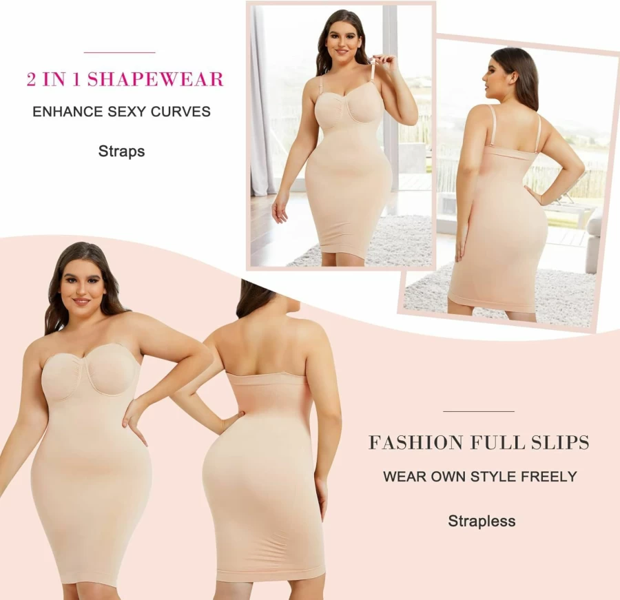 Nebility Women's Strapless Tummy Control Shapewear - Seamless Body Shaper for Dresses & Formal Wear