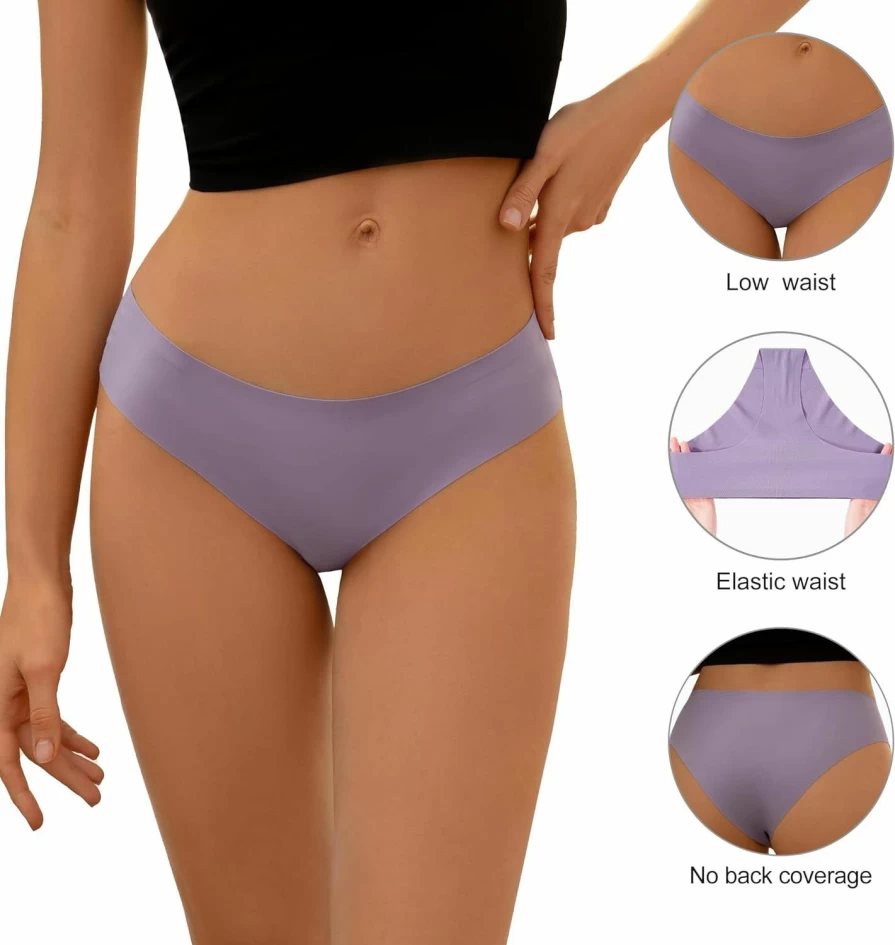 DEANGELMON Women's No Show Invisible Hipster Panties - Seamless Microfiber Underwear Comfortable Pack