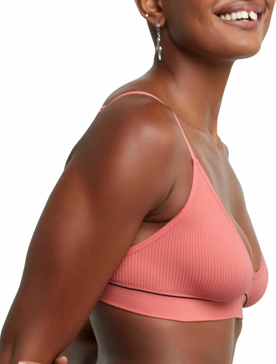 Hanes Women's ComfortFlex Seamless Triangle Bralette - Soft Ribbed Wireless Bra for Everyday Comfort