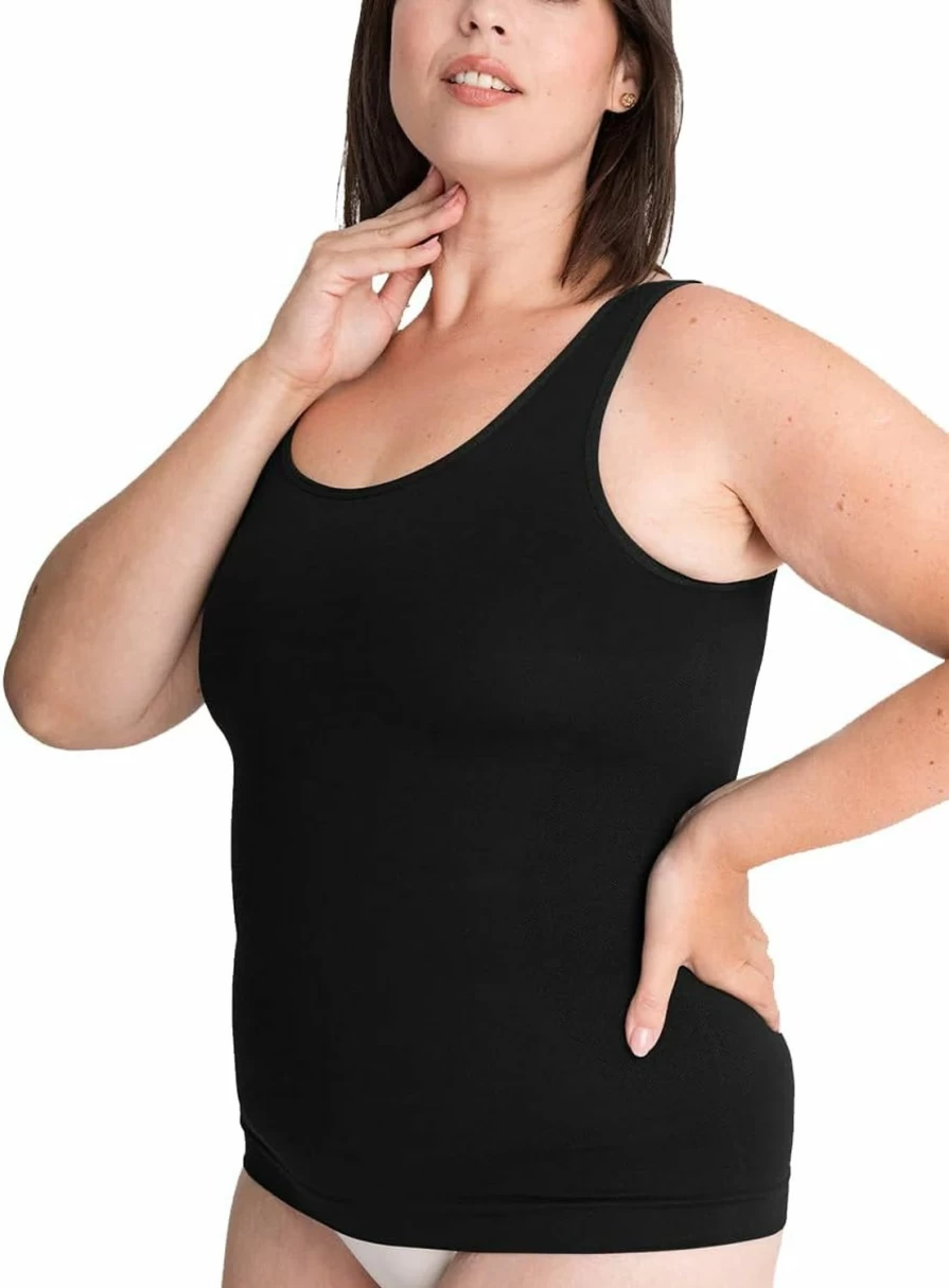 EMPETUA Women's Tummy Control Compression Cami - Slimming Shapewear Tank Top for Waist Shaping, Black