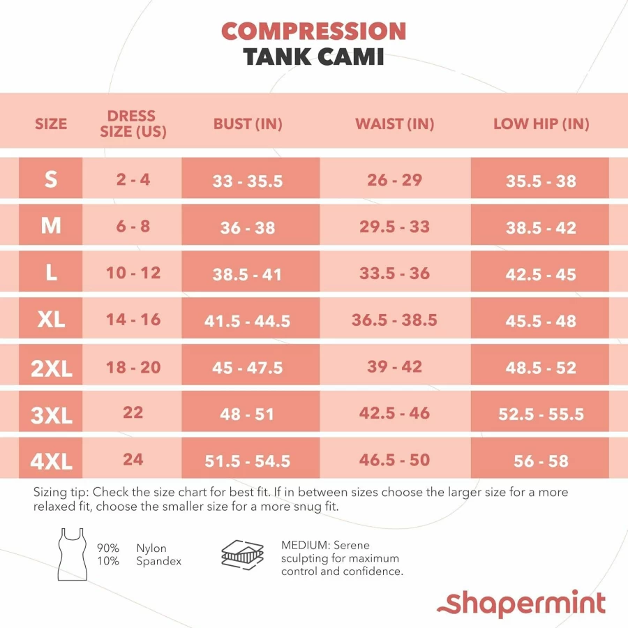 EMPETUA Women's Tummy Control Compression Cami - Slimming Shapewear Tank Top for Waist Shaping, Black