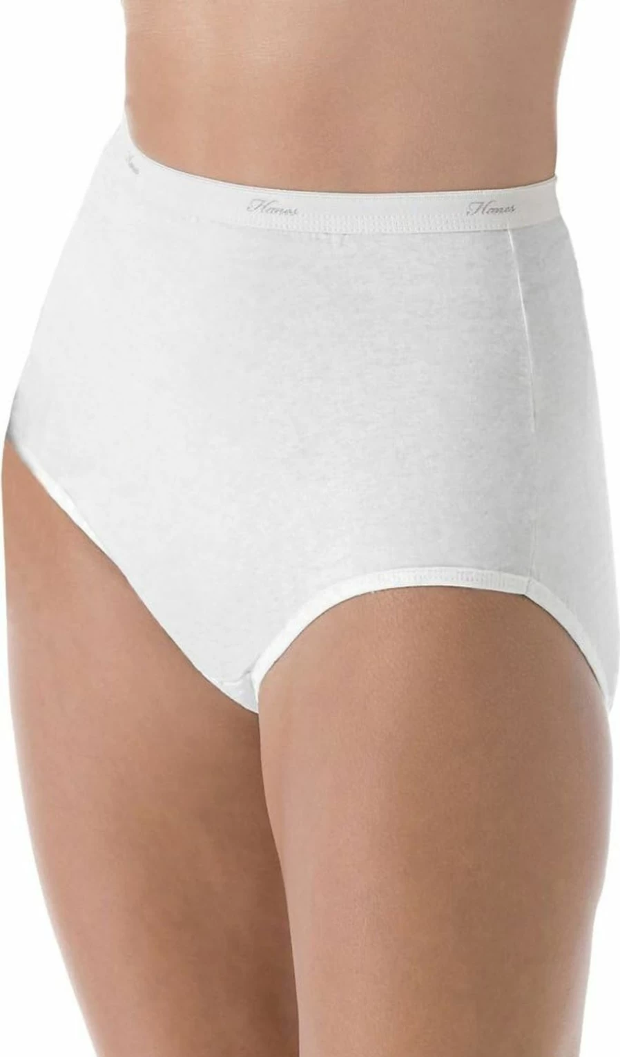Hanes Women's No Ride Up Cotton Brief Underwear - Soft Comfortable White Panties, 6-Pack