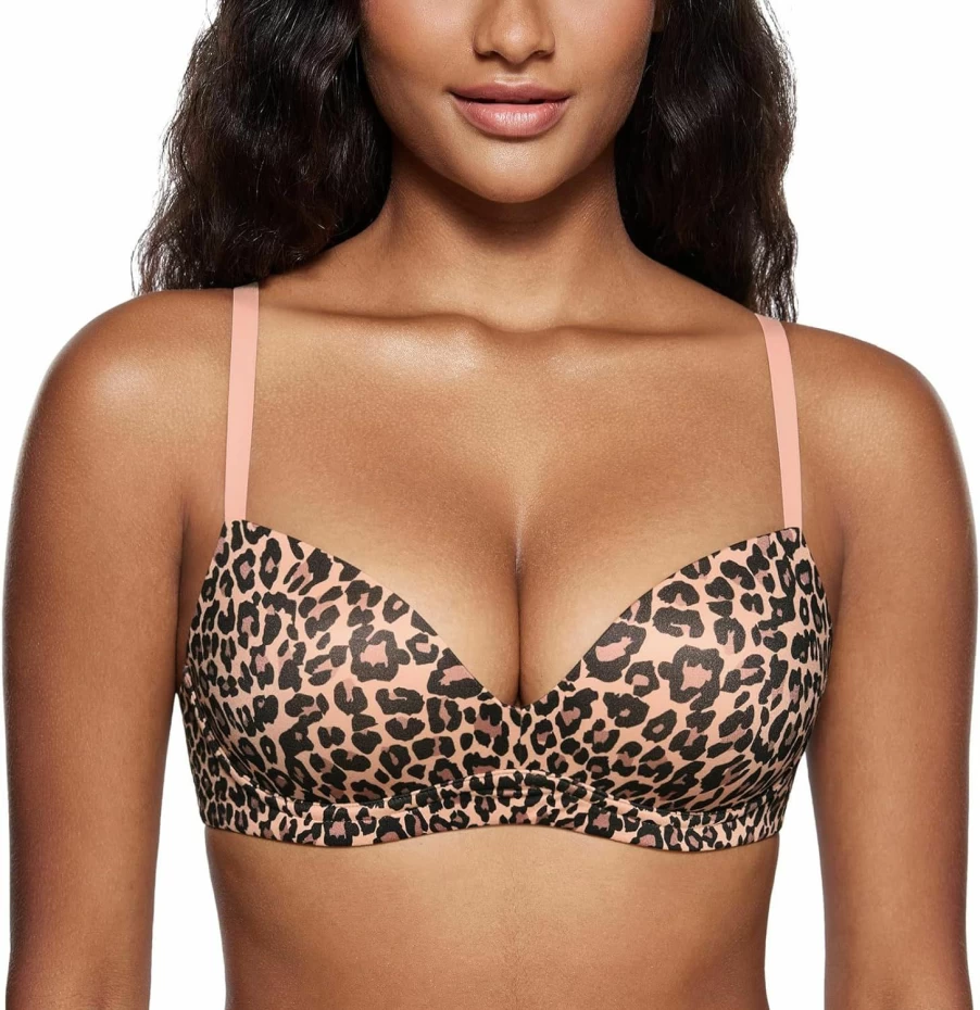 DOBREVA Women's Wireless Push Up Bra - Comfortable Plunge Padded Bra for Enhanced Support