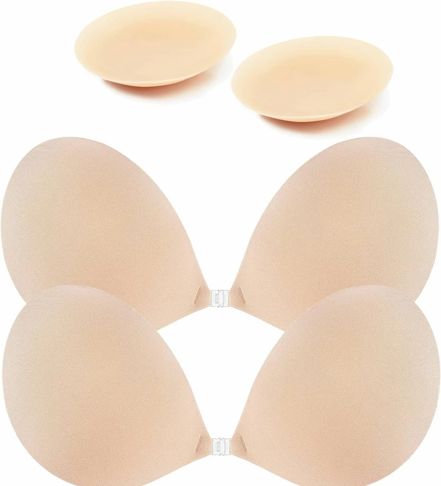 Egussi Sticky Bra Strapless Push Up Adhesive Bra for Women - Backless, Self Adhesive Stick On Bra with Nipple Covers for Dresses