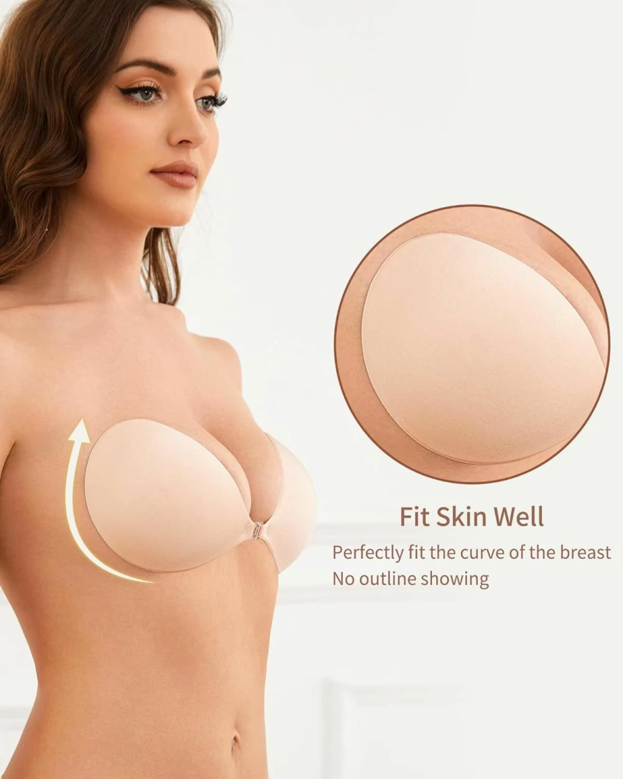 Egussi Sticky Bra Strapless Push Up Adhesive Bra for Women - Backless, Self Adhesive Stick On Bra with Nipple Covers for Dresses
