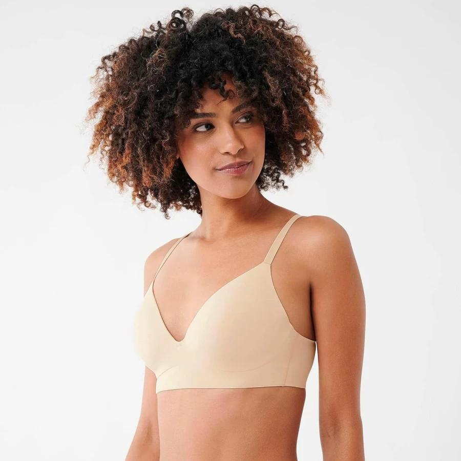 Floatley Women's Seamless Wireless T-Shirt Bra - Lightly Lined Demi Cup, Silky Comfort with Grip Band