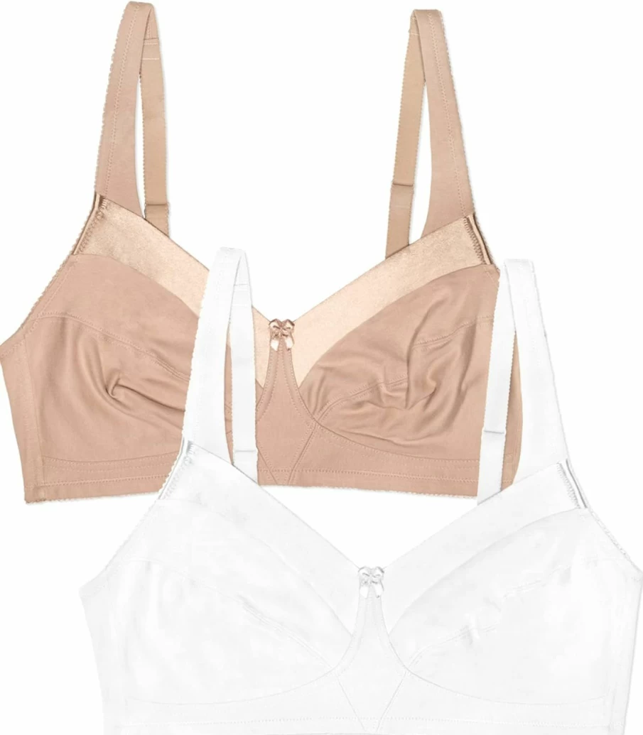 Fruit of the Loom Women's Wireless Cotton Bra with Satin Trim - Comfortable Soft Cup Seamless Support