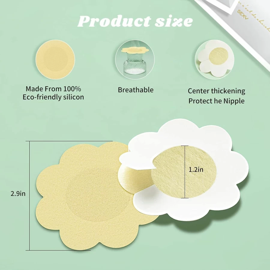 STURME 20 Pairs Disposable Nipple Covers for Women, Comfortable Adhesive Satin Pasties, Reusable Breast Petals, Natural Looking Nipple Concealers