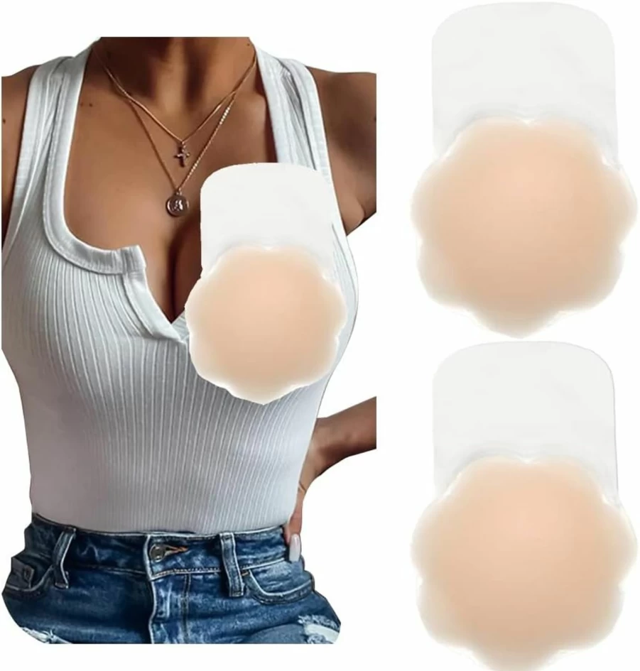 JOEEOS Reusable Silicone Nipple Covers for Women - Large Nipple Pasties, Breast Lift Tape, Adhesive Nipple Shields for Invisible Coverage