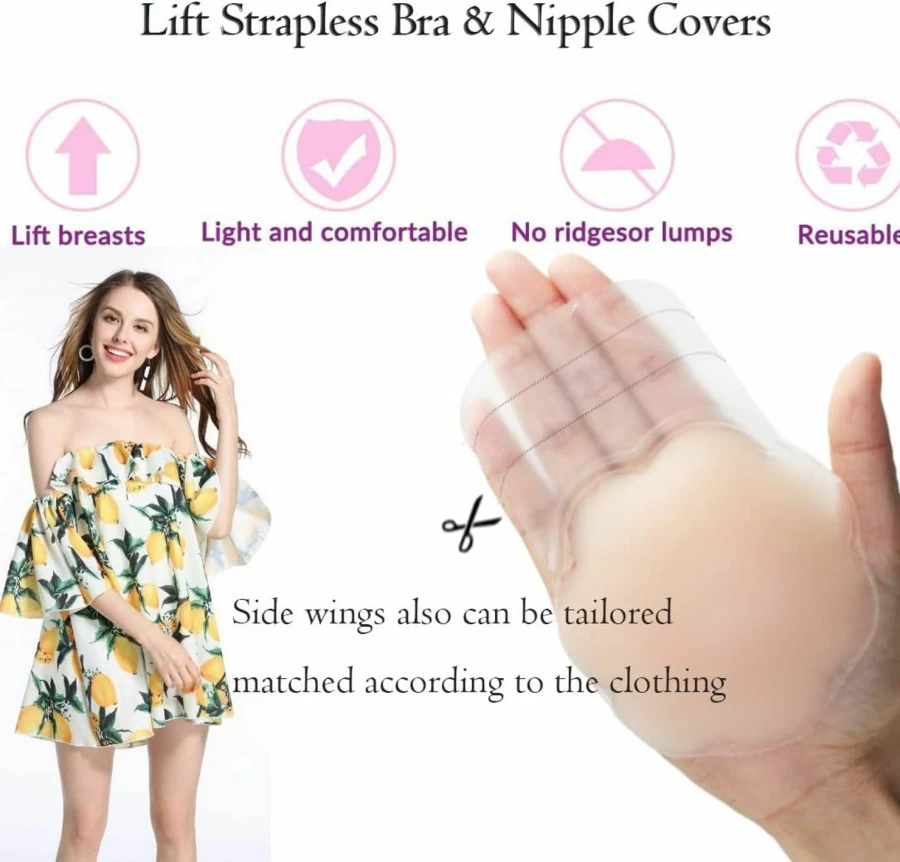 JOEEOS Reusable Silicone Nipple Covers for Women - Large Nipple Pasties, Breast Lift Tape, Adhesive Nipple Shields for Invisible Coverage