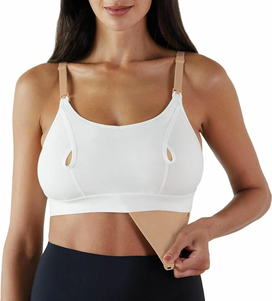 Bravado Designs Hands Free Pumping Bra - Comfortable Nursing Bra with Clip & Go Feature, XS to XXL Sizes for Easy Pumping