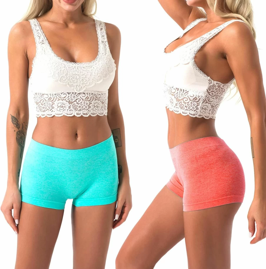 DEEP TOUCH Women's Seamless Boyshort Underwear 5-Pack - Breathable Stretch Boxer Briefs for Ladies