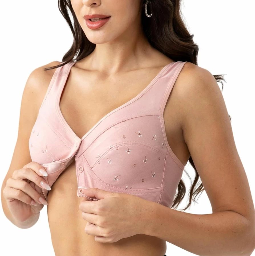 Numgug Women's Front Closure Daisy Bra - Comfortable Wireless Corset with Buckle Design for Support and Easy Wear