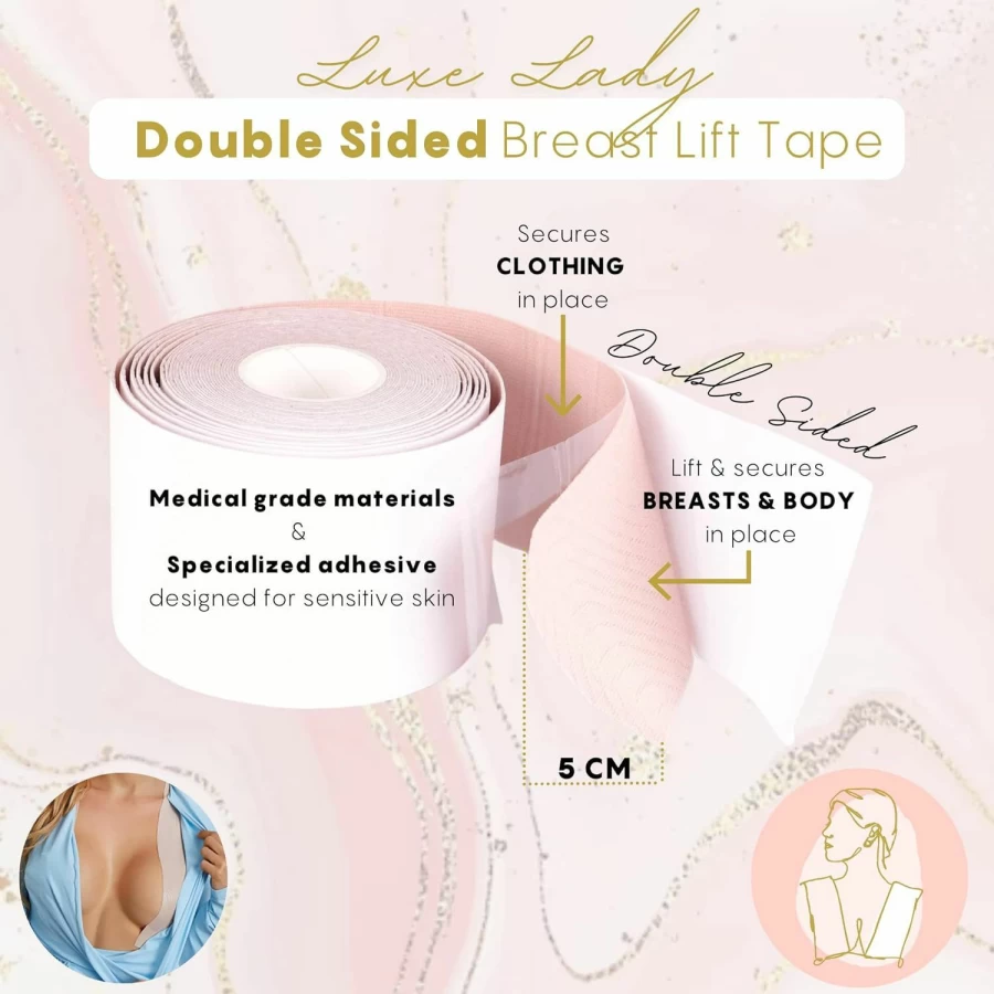 Luxe Lady Double Sided Breast Tape for Clothes - Invisible Body Tape for Dress Support, Nipple Covers & Breast Lift | Fashion Tape by Luxe Lady Modern Day Lingerie