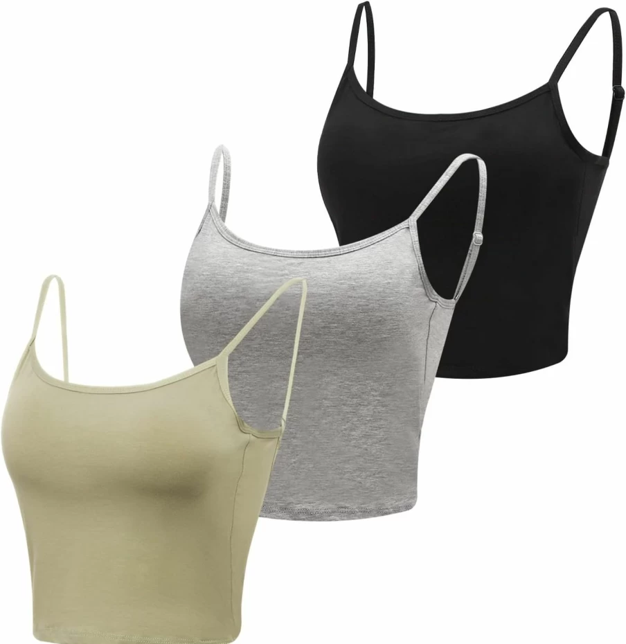 NEWITIN Women's Adjustable Spaghetti Strap Camisole Top - 4 Pack Tank Tops for Women & Girls