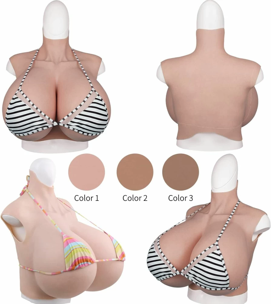 QIAOYIQIAO 4th Gen S-Cup & Z-Cup Realistic Silicone Breast Forms for Crossdressers, Cosplay, Transgender – Large Size Fake Boobs Prosthetics
