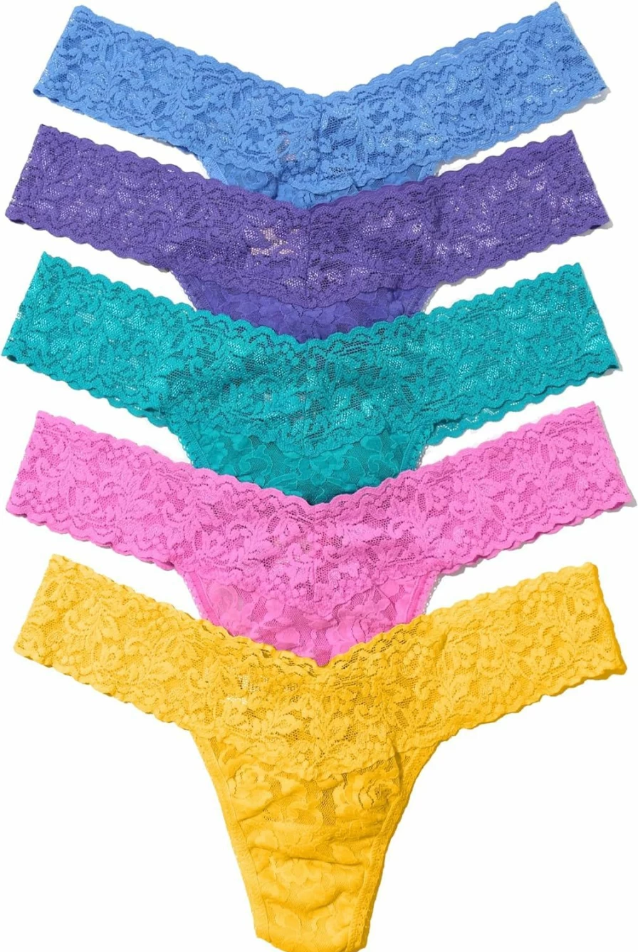 Hanky Panky Signature Low Rise Lace Thong 5-Pack - One Size Fits Most (US 2-12) - Comfortable Women's Underwear