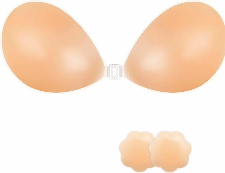 VICETONE Reusable Silicone Adhesive Bra - Strapless, Backless, Sticky Push Up Bra for Women - Invisible & Comfortable Stick-On Bra