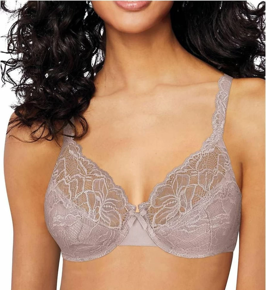 Bali Lace Desire Full-Coverage Underwire Bra, Plunge Support Bra for Women, Comfortable Everyday Lace Underwear