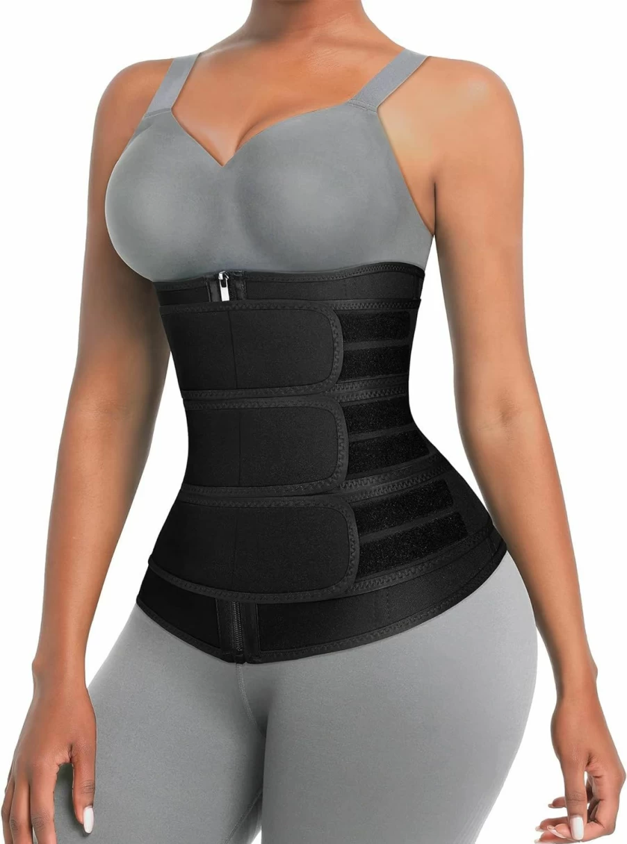 FeelinGirl Neoprene Waist Trainer for Women - Tummy Control Corset with 3 Adjustable Straps, Workout Cincher, Sauna Belt for Long Torso, Slimming Trimmer