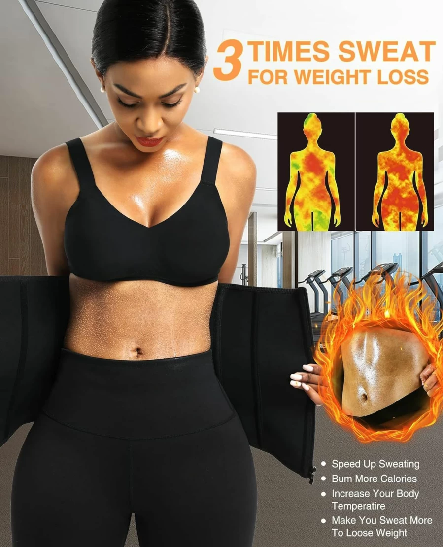 FeelinGirl Neoprene Waist Trainer for Women - Tummy Control Corset with 3 Adjustable Straps, Workout Cincher, Sauna Belt for Long Torso, Slimming Trimmer