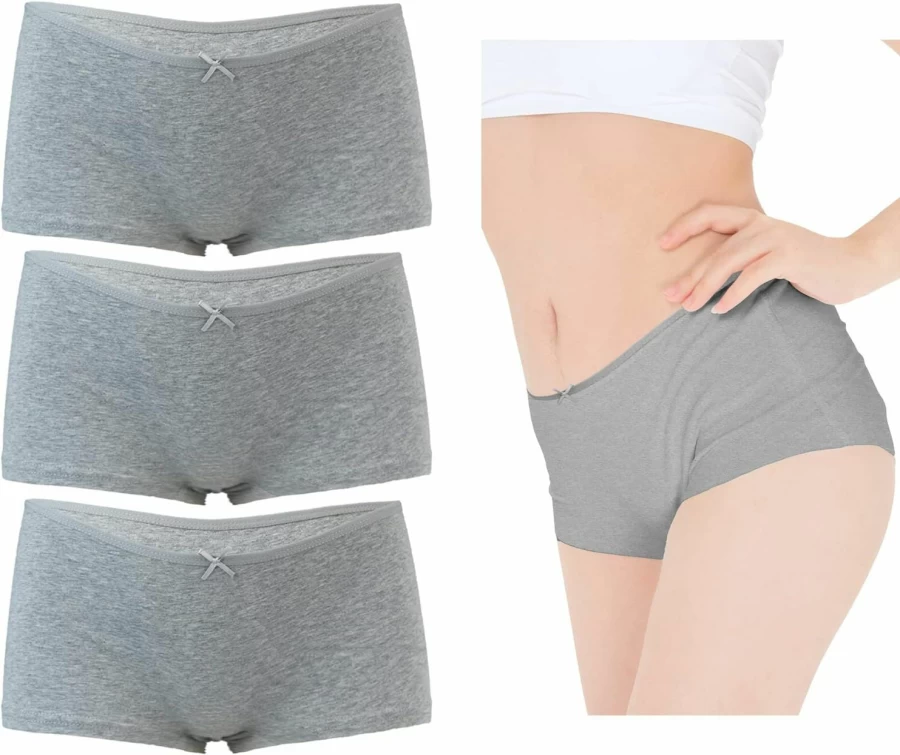 Allxwek Women's Cotton Boxer Shorts - Soft Comfort Boy Short Underwear (3-Pack or 6-Pack)