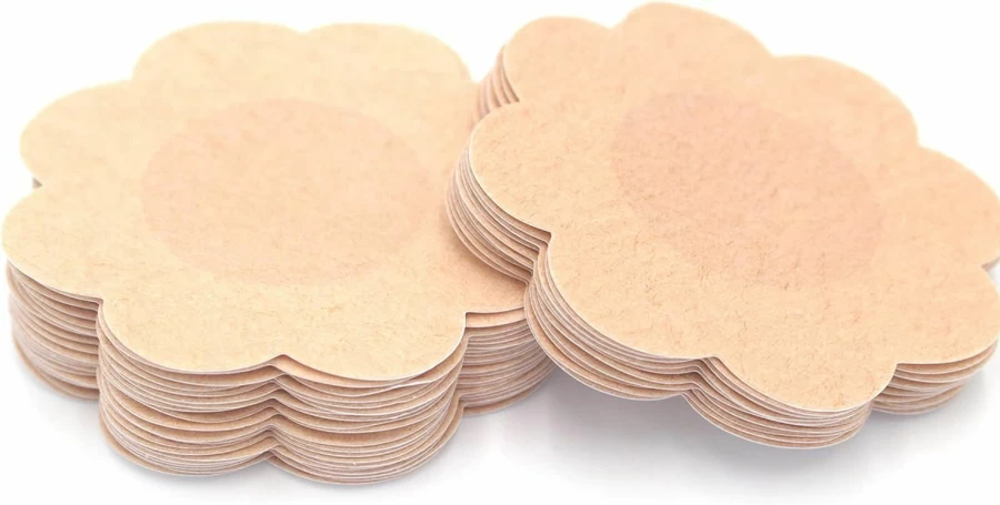 QueenVibes 50 Pack Disposable Nipple Covers - Ultra Thin Self-Adhesive No Show Pasties, Reusable Breast Petals for Women, Invisible Sticky Bra Covers for Comfort & Coverage