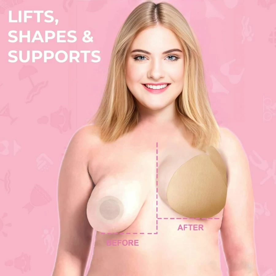 TwiinsBra Breast Lift Tape with Nipple Covers - 3 Pairs of Strong Hold Boob Tape for Invisible Support & Comfort