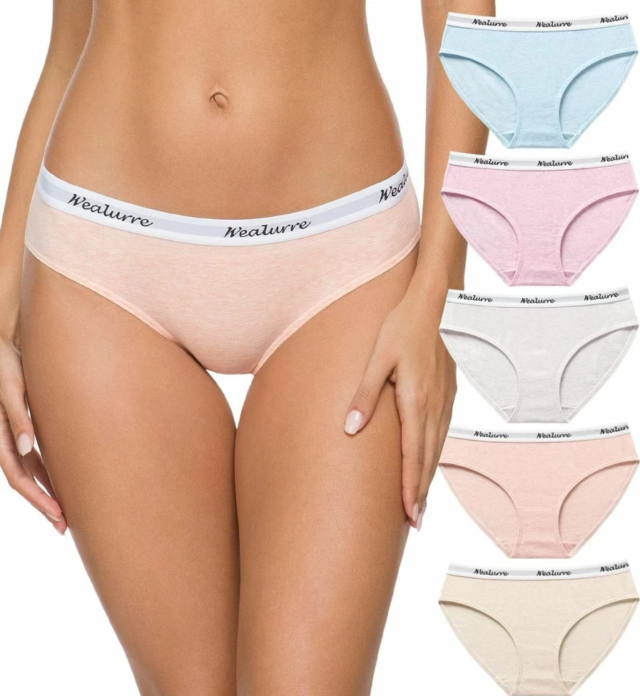 Wealurre Women's Cotton Bikini Underwear Multipack - Breathable Low Rise Sport Panties for Women