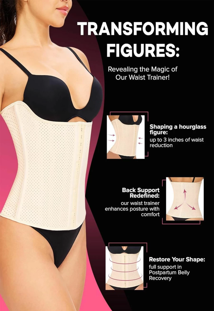 LEZZARINE Waist Trainer Shapewear for Women - Tummy Control Corset, Strapless Fajas Colombianas for Cinching Waist & Abdomen