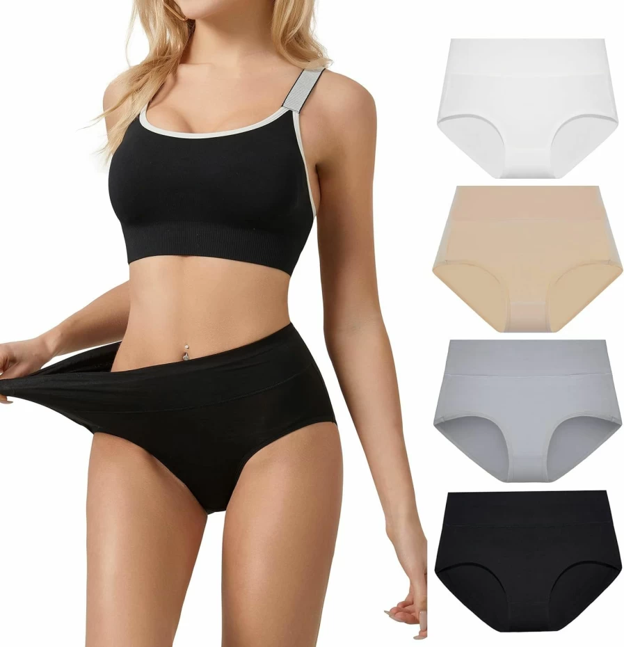 SERISIMPLE Women's Bamboo Viscose Panties 4-Pack - Ultra Soft, Stretch Mid & High Waist Comfortable Briefs