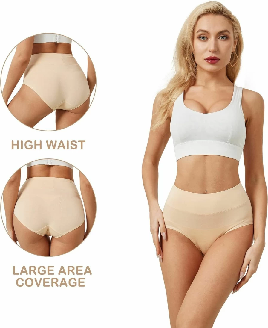 SERISIMPLE Women's Bamboo Viscose Panties 4-Pack - Ultra Soft, Stretch Mid & High Waist Comfortable Briefs