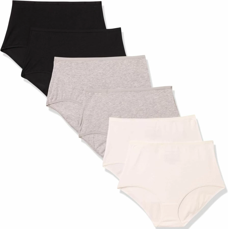 Amazon Essentials Women's Plus Size Cotton High Waisted Underwear 6-Pack, Soft Breathable Panties